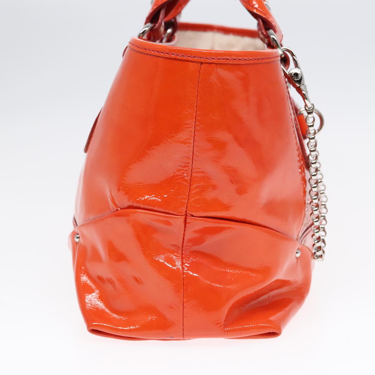 CELINE Boogie bag Hand Bag Enamel Orange Silver Auth 93342