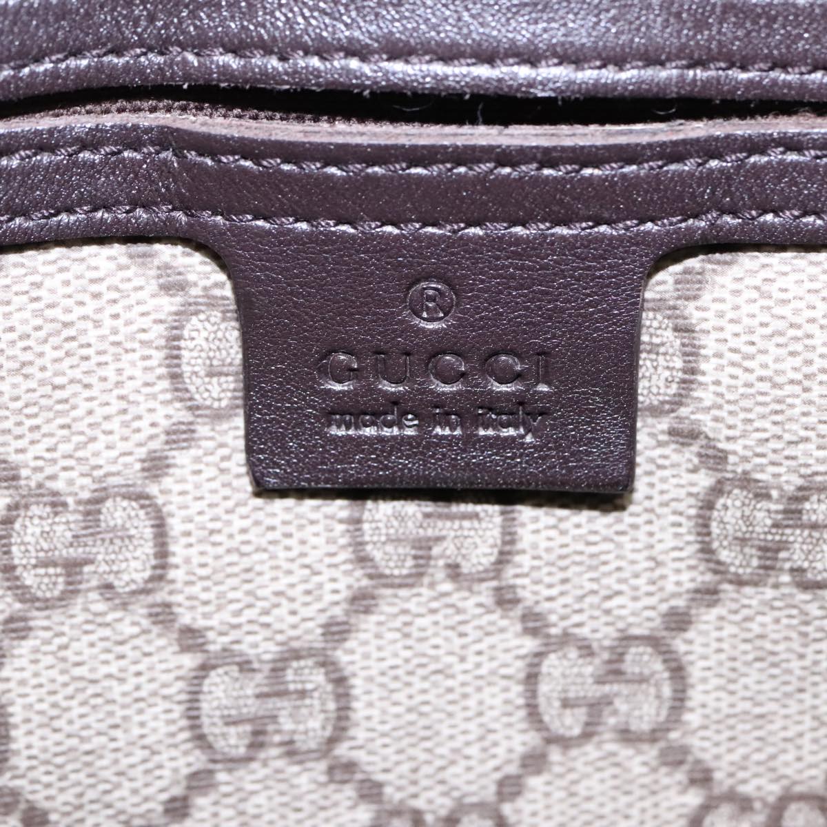 GUCCI GG Supreme Hand Bag PVC Gold Beige 203521 Auth 93343