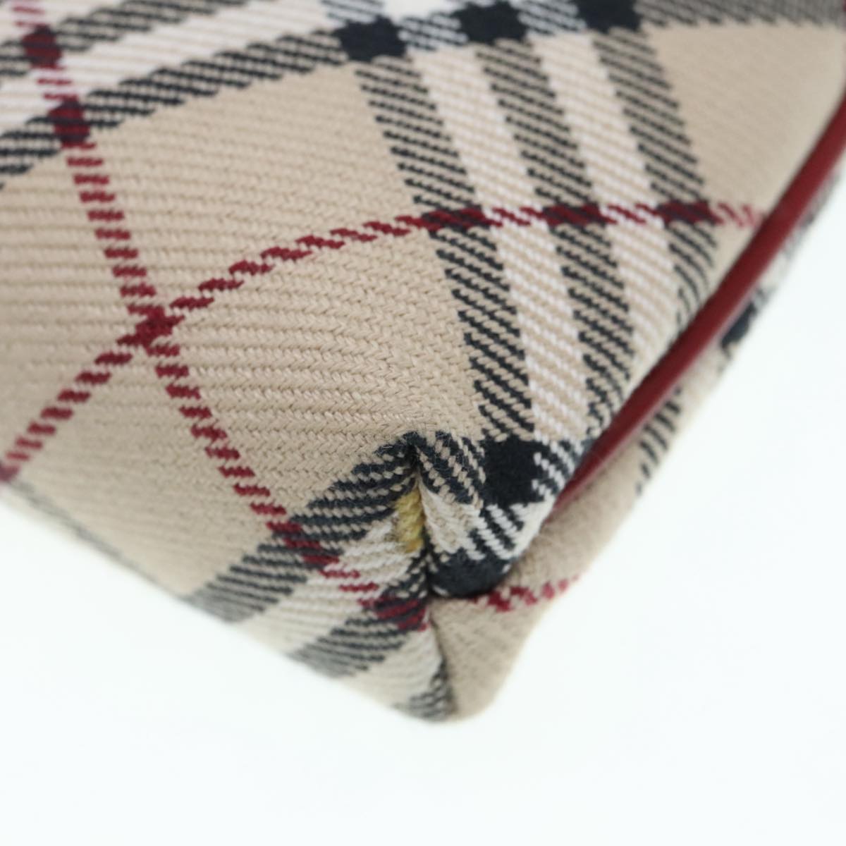 BURBERRY Nova Check Blue Label Accessory Pouch Canvas Beige Red Auth 93356