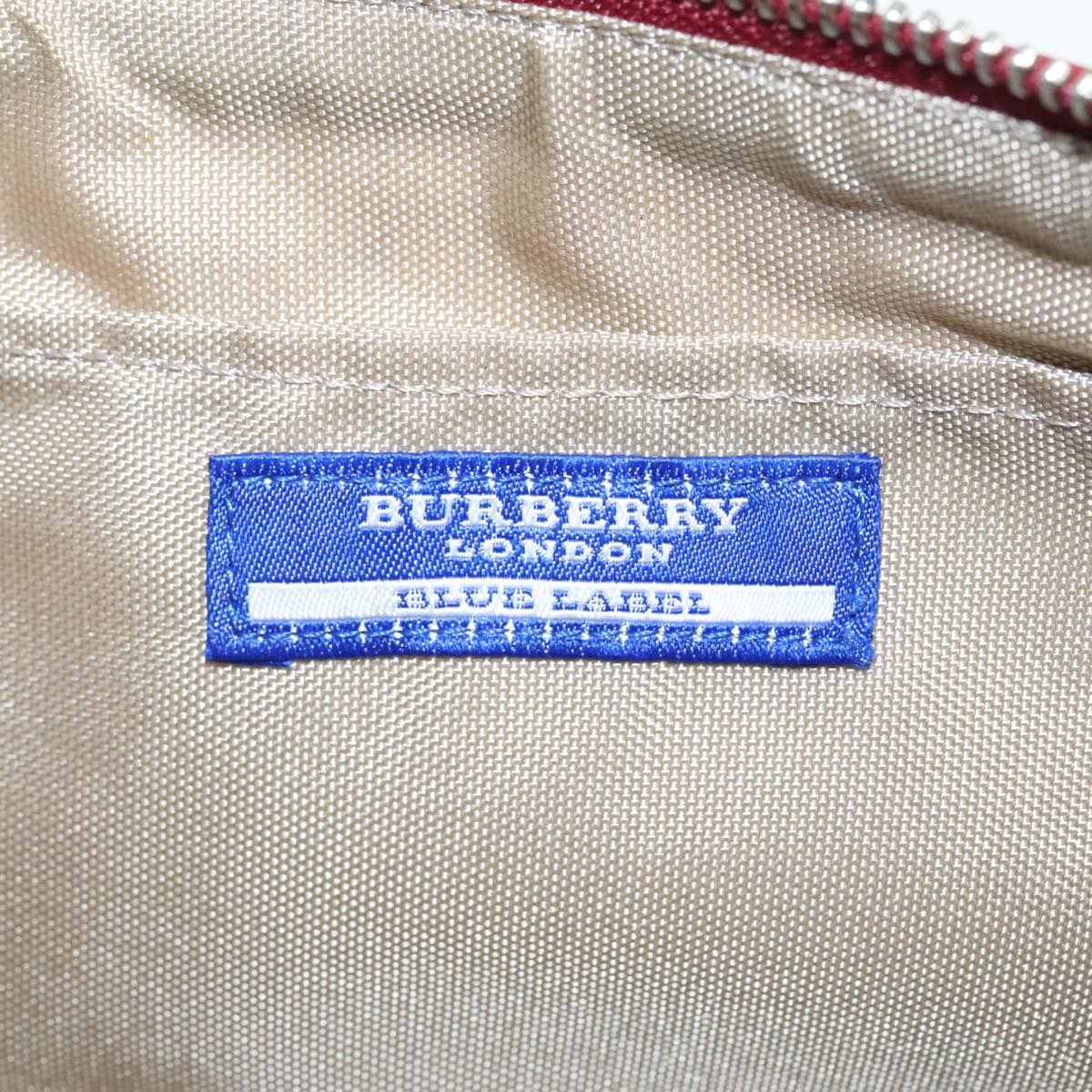 BURBERRY Nova Check Blue Label Accessory Pouch Canvas Beige Red Auth 93356