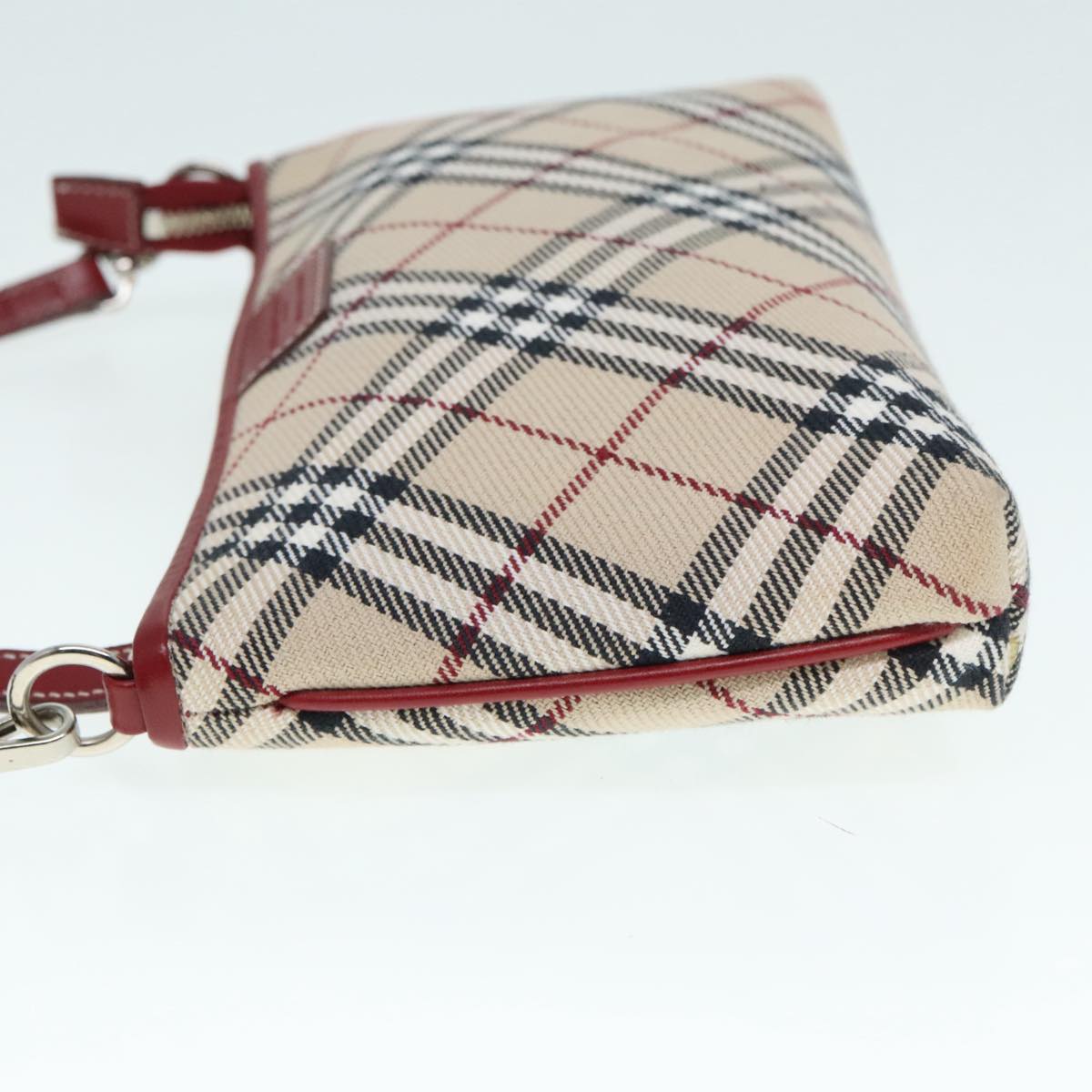 BURBERRY Nova Check Blue Label Accessory Pouch Canvas Beige Red Auth 93356