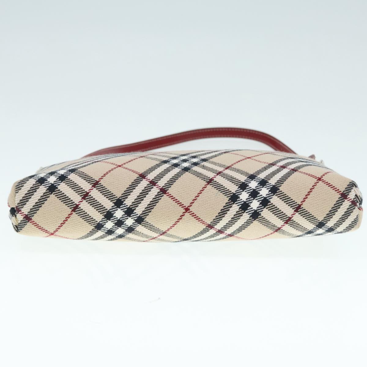 BURBERRY Nova Check Blue Label Accessory Pouch Canvas Beige Red Auth 93356