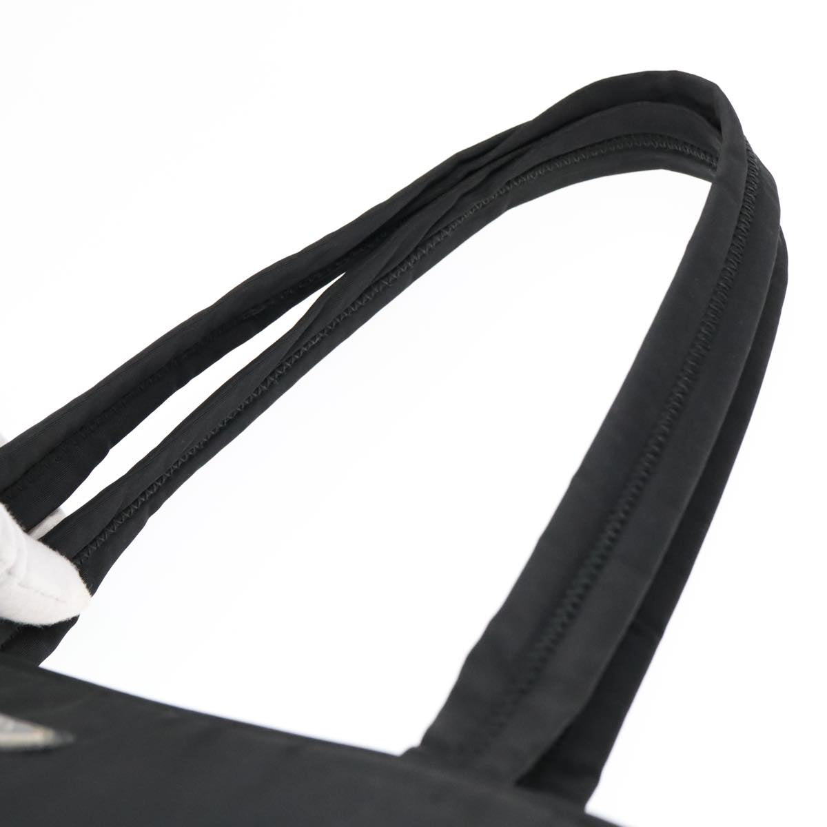 PRADA Hand Bag Nylon Black Silver Auth 93363