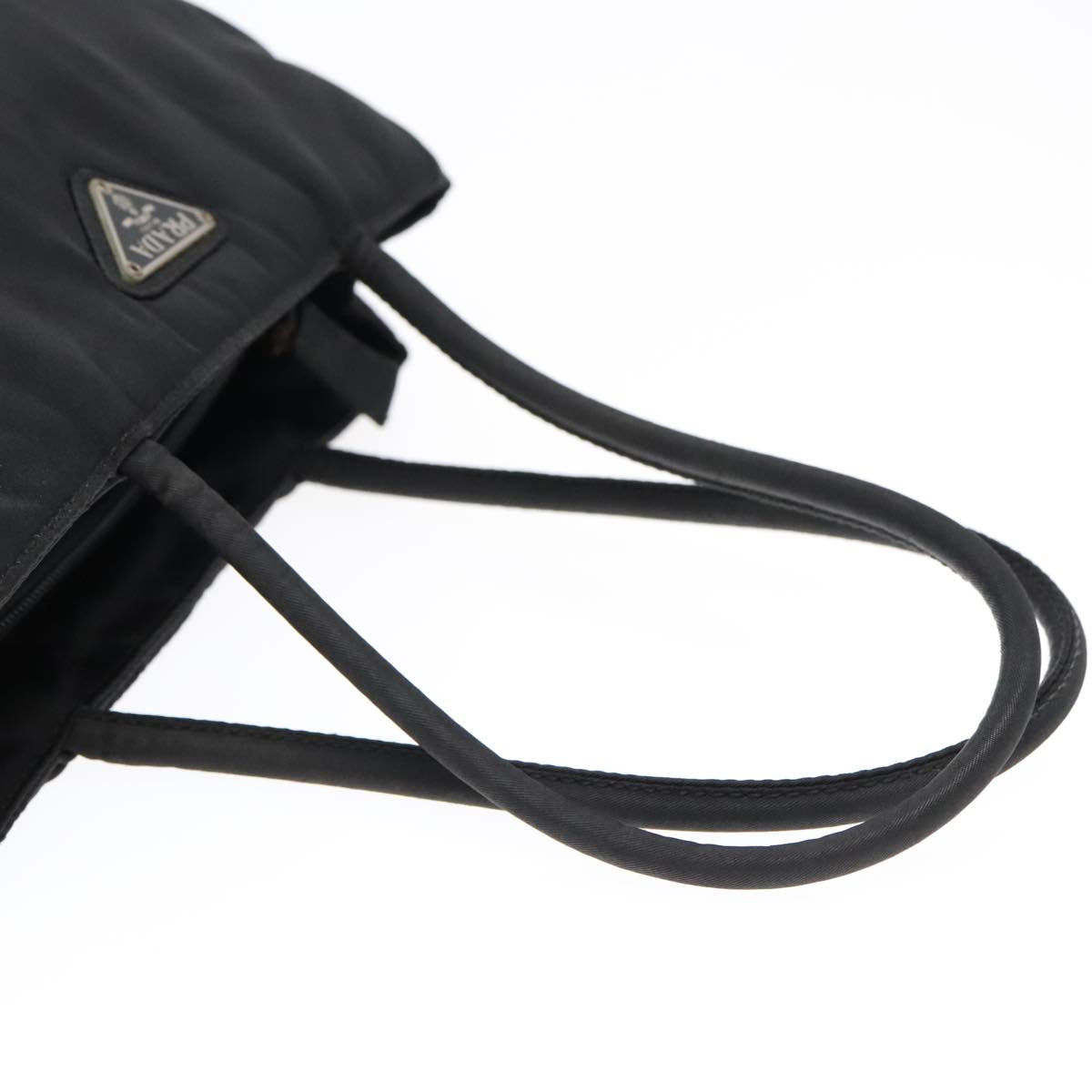 PRADA Hand Bag Nylon Black Silver Auth 93365