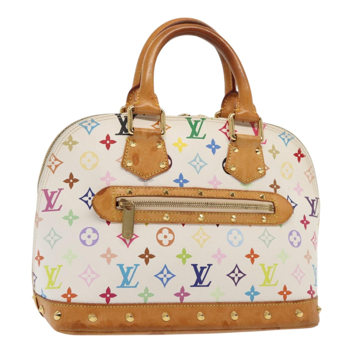 LOUIS VUITTON Monogram Multicolor Alma Hand Bag White M92647 LV Auth 93366