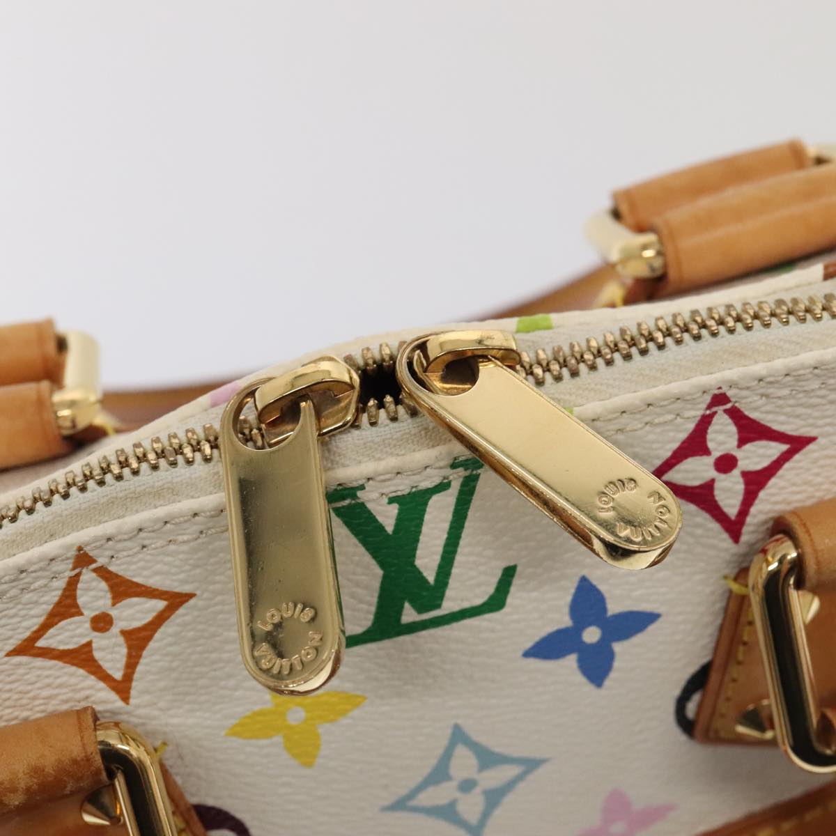 LOUIS VUITTON Monogram Multicolor Alma Hand Bag White M92647 LV Auth 93366