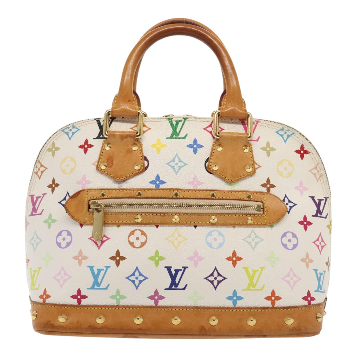 LOUIS VUITTON Monogram Multicolor Alma Hand Bag White M92647 LV Auth 93366