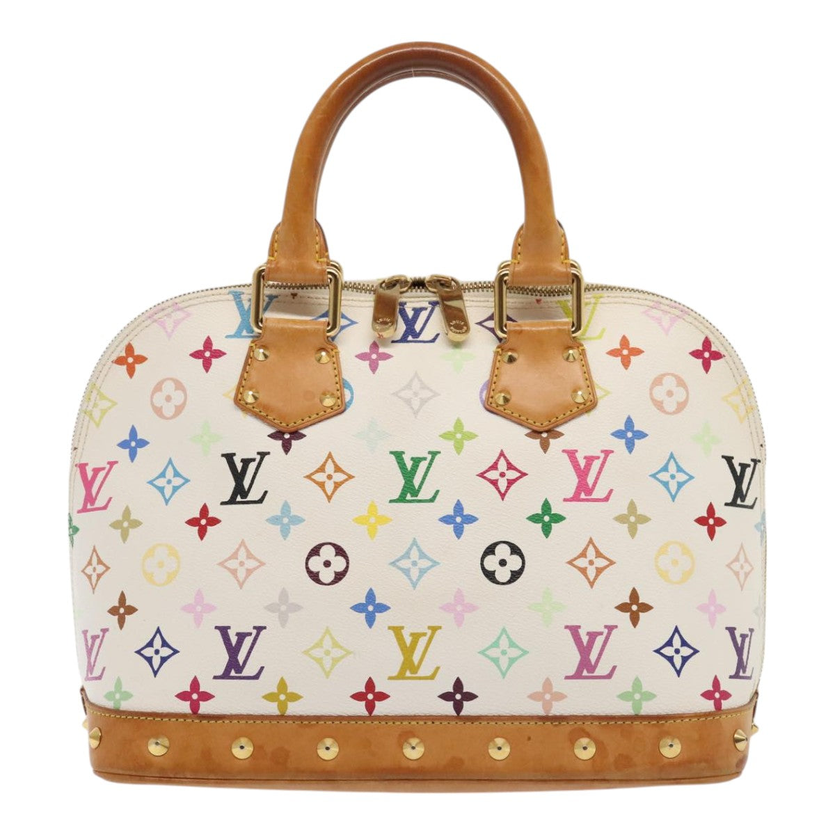 LOUIS VUITTON Monogram Multicolor Alma Hand Bag White M92647 LV Auth 93366