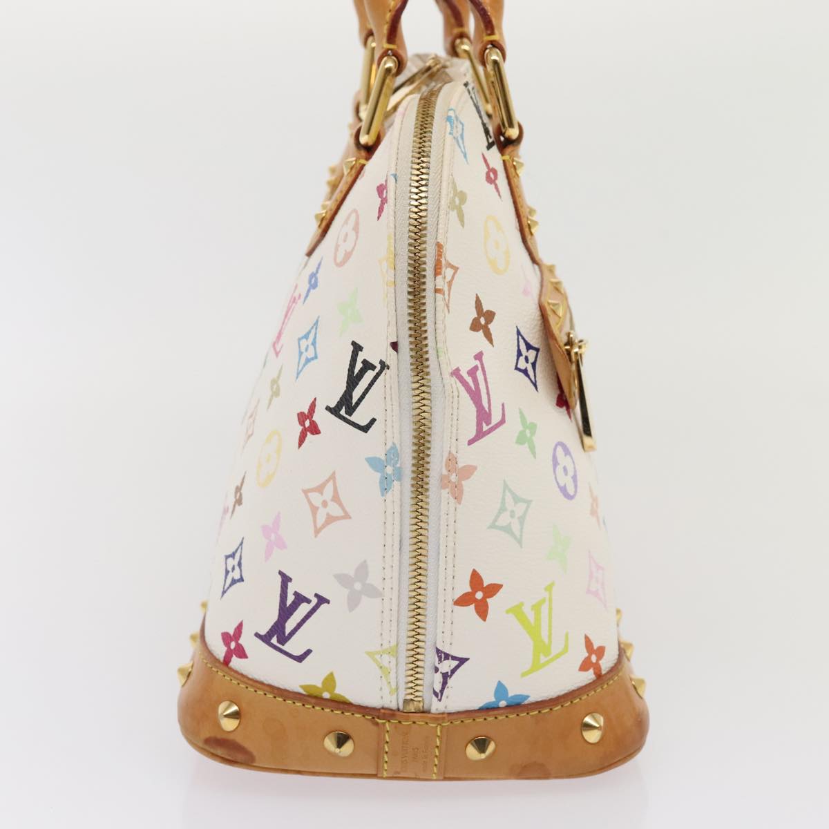 LOUIS VUITTON Monogram Multicolor Alma Hand Bag White M92647 LV Auth 93366