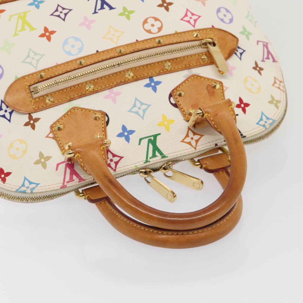 LOUIS VUITTON Monogram Multicolor Alma Hand Bag White M92647 LV Auth 93366