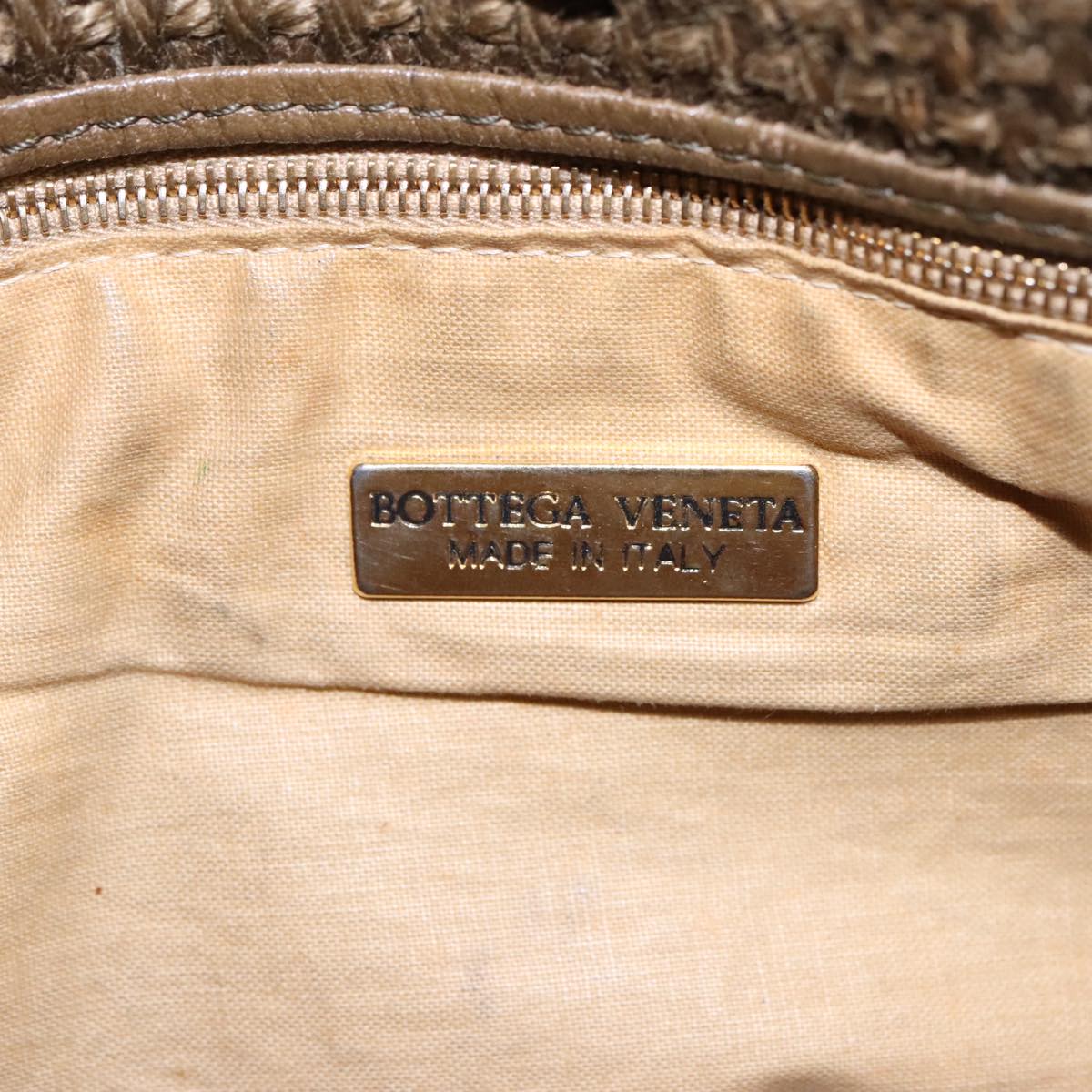 BOTTEGA VENETA Shoulder Bag Canvas Leather Brown Gold Auth 93373