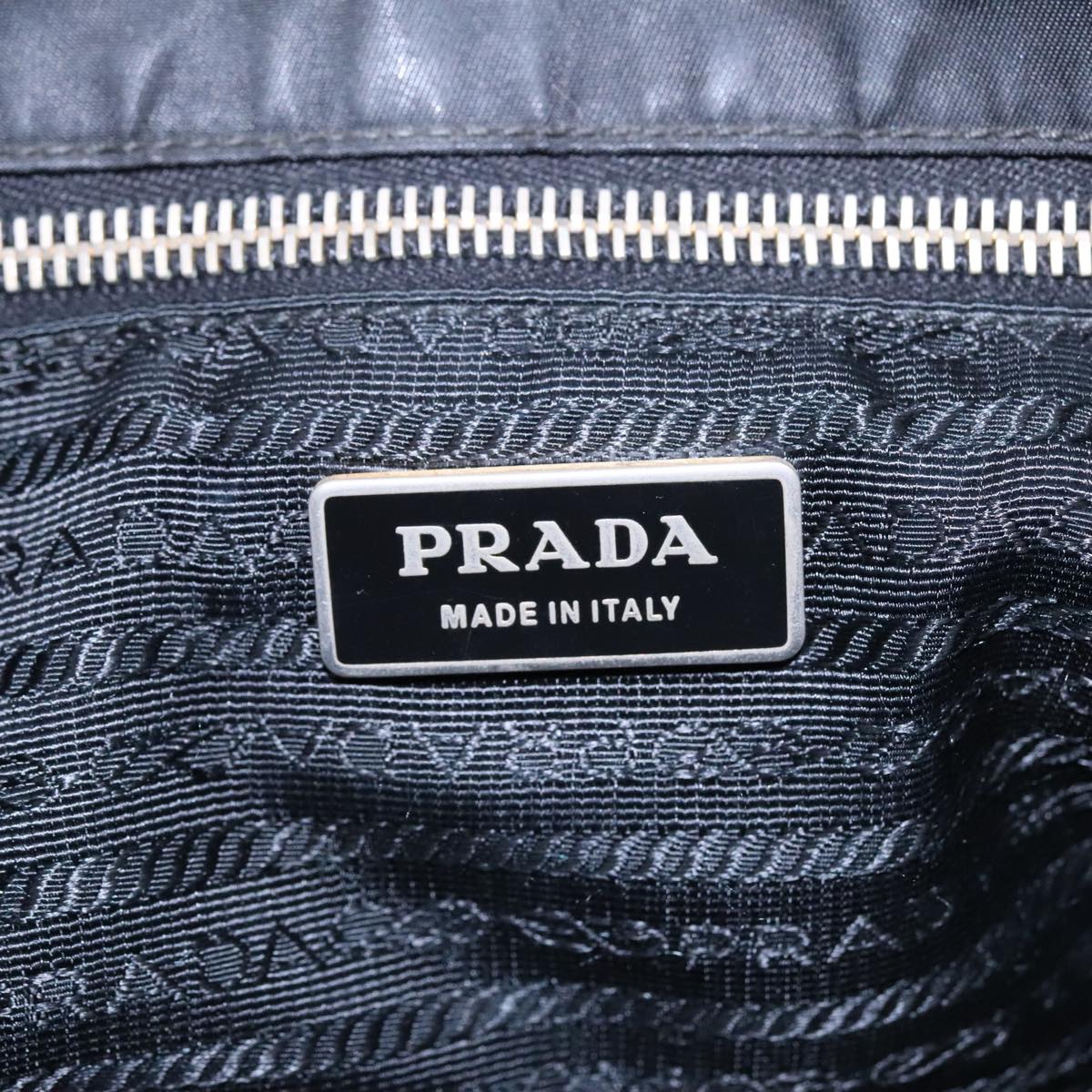 PRADA Hand Bag Nylon Black Gold Auth 93375