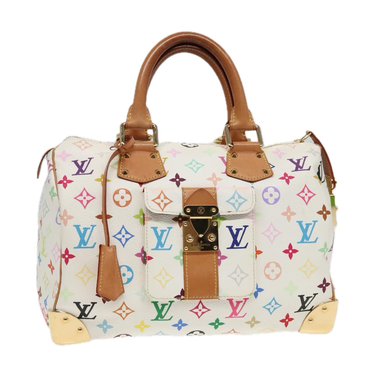 LOUIS VUITTON Monogram Multicolor Speedy 30 Hand Bag White M92643 Auth 93383A