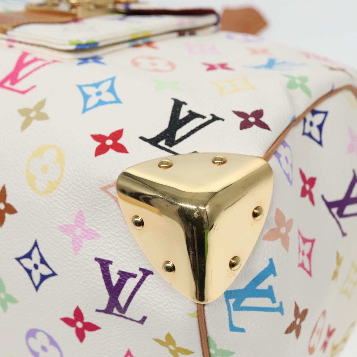 LOUIS VUITTON Monogram Multicolor Speedy 30 Hand Bag White M92643 Auth 93383A