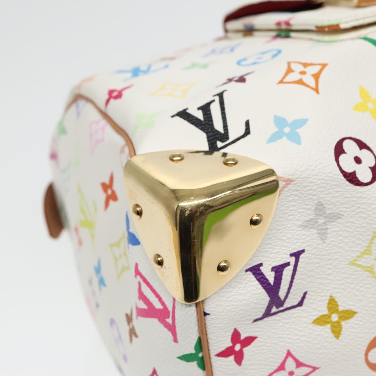 LOUIS VUITTON Monogram Multicolor Speedy 30 Hand Bag White M92643 Auth 93383A
