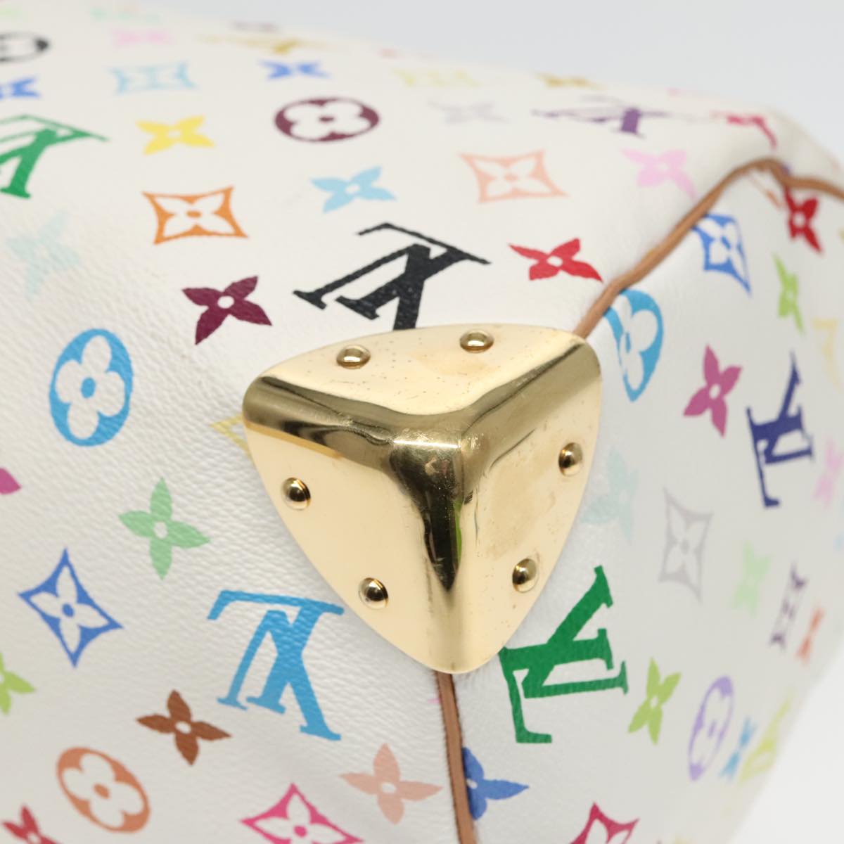 LOUIS VUITTON Monogram Multicolor Speedy 30 Hand Bag White M92643 Auth 93383A