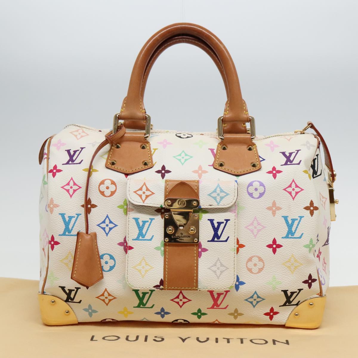 LOUIS VUITTON Monogram Multicolor Speedy 30 Hand Bag White M92643 Auth 93383A