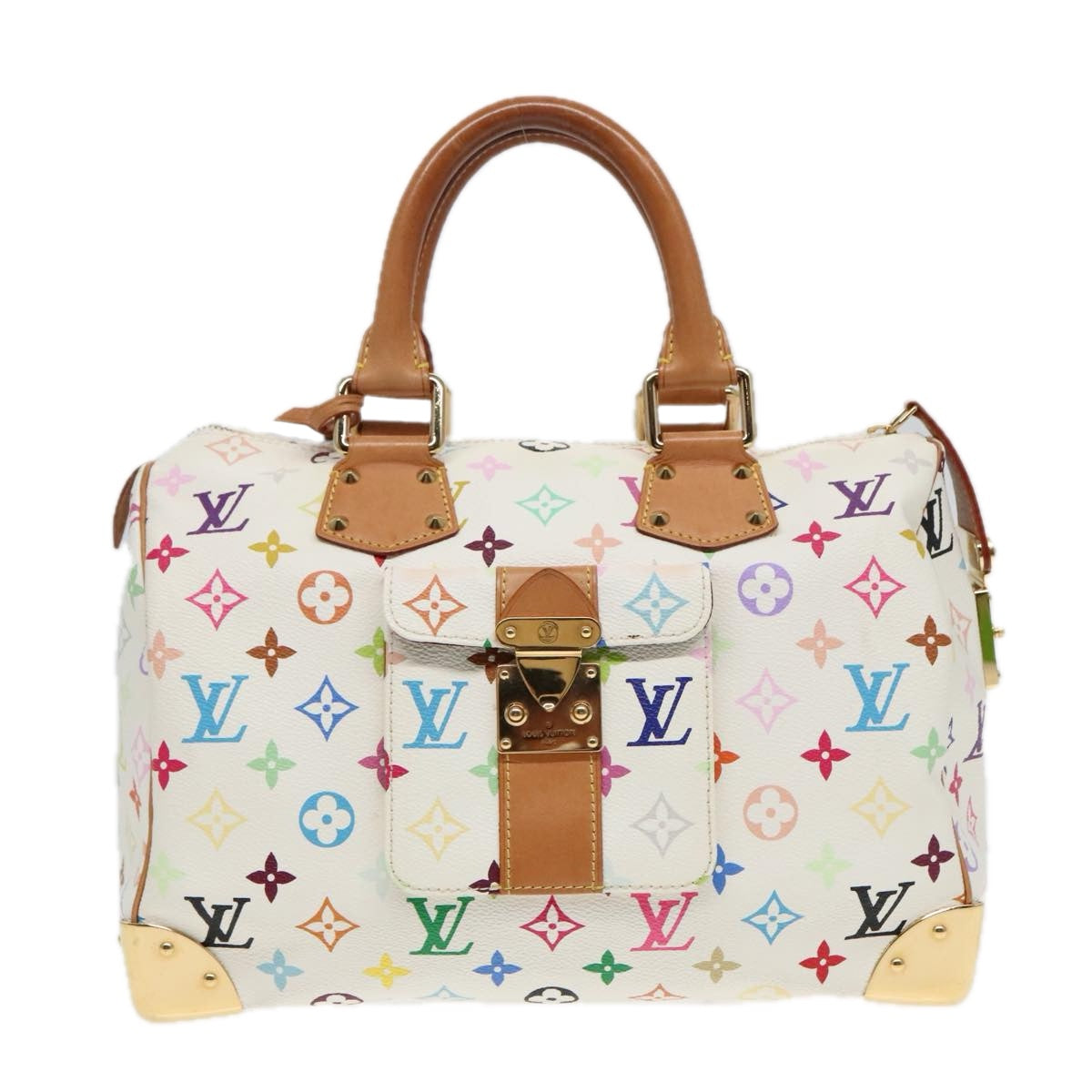 LOUIS VUITTON Monogram Multicolor Speedy 30 Hand Bag White M92643 Auth 93383A