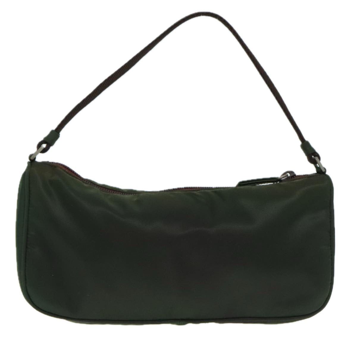 PRADA Accessory Pouch Nylon Green Silver Auth 93400