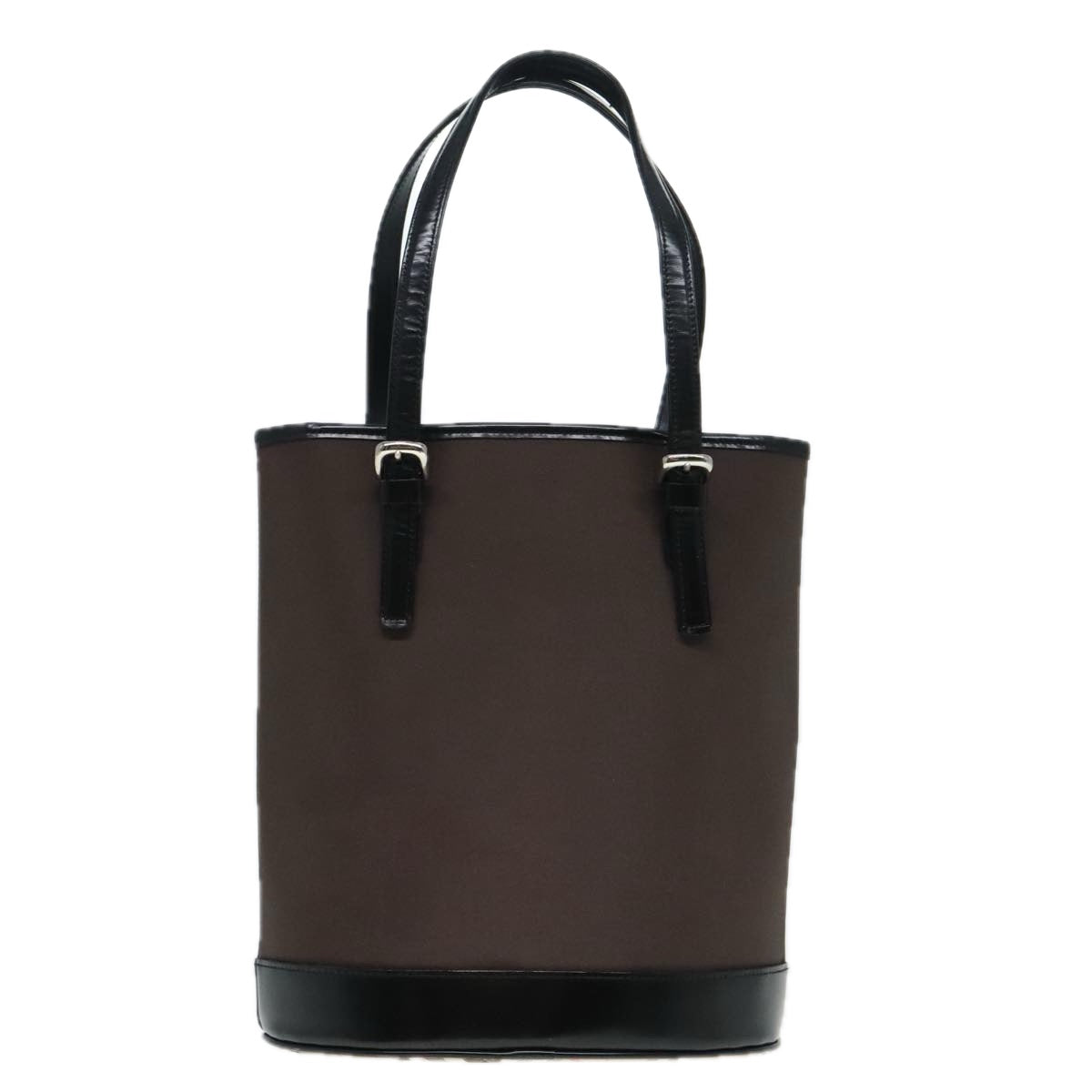 Burberrys Tote Bag Nylon Leather Brown Black Silver Auth 93403