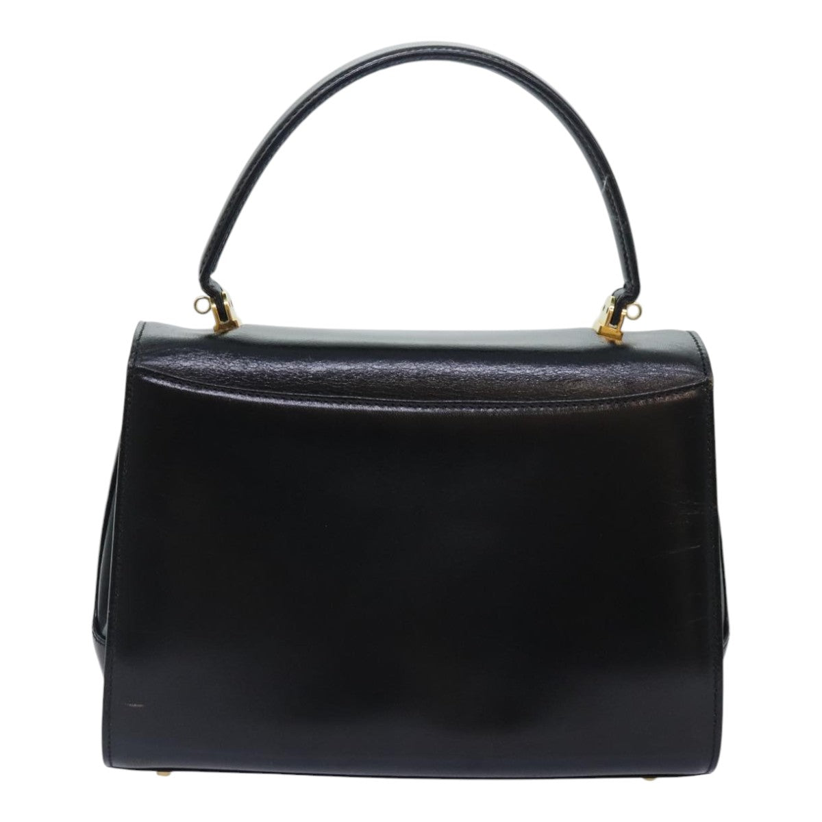 BALLY Hand Bag Leather Black Gold Auth 93404