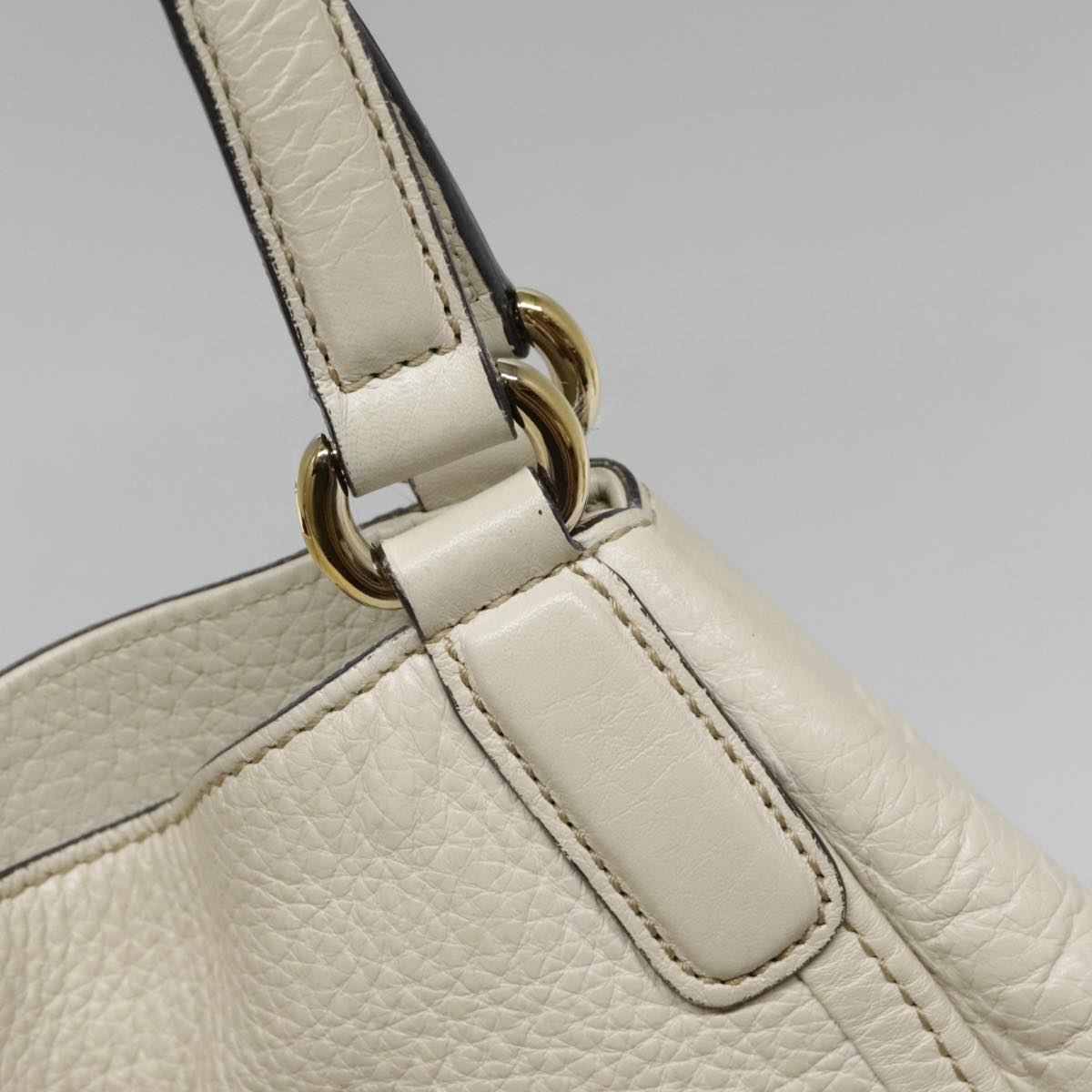 GUCCI Soho Hand Bag Leather White Gold 282309 Auth 93407