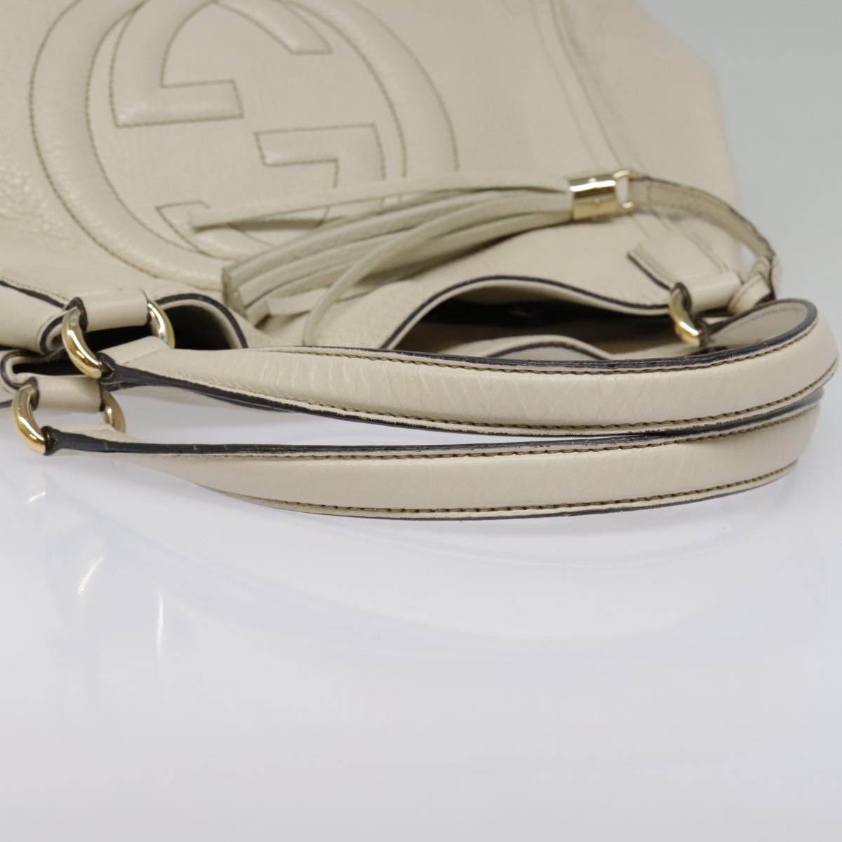 GUCCI Soho Hand Bag Leather White Gold 282309 Auth 93407