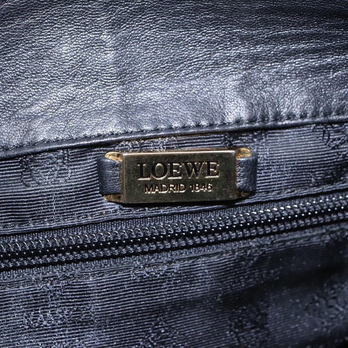 LOEWE Anagram Shoulder Bag Leather Black Auth 93483