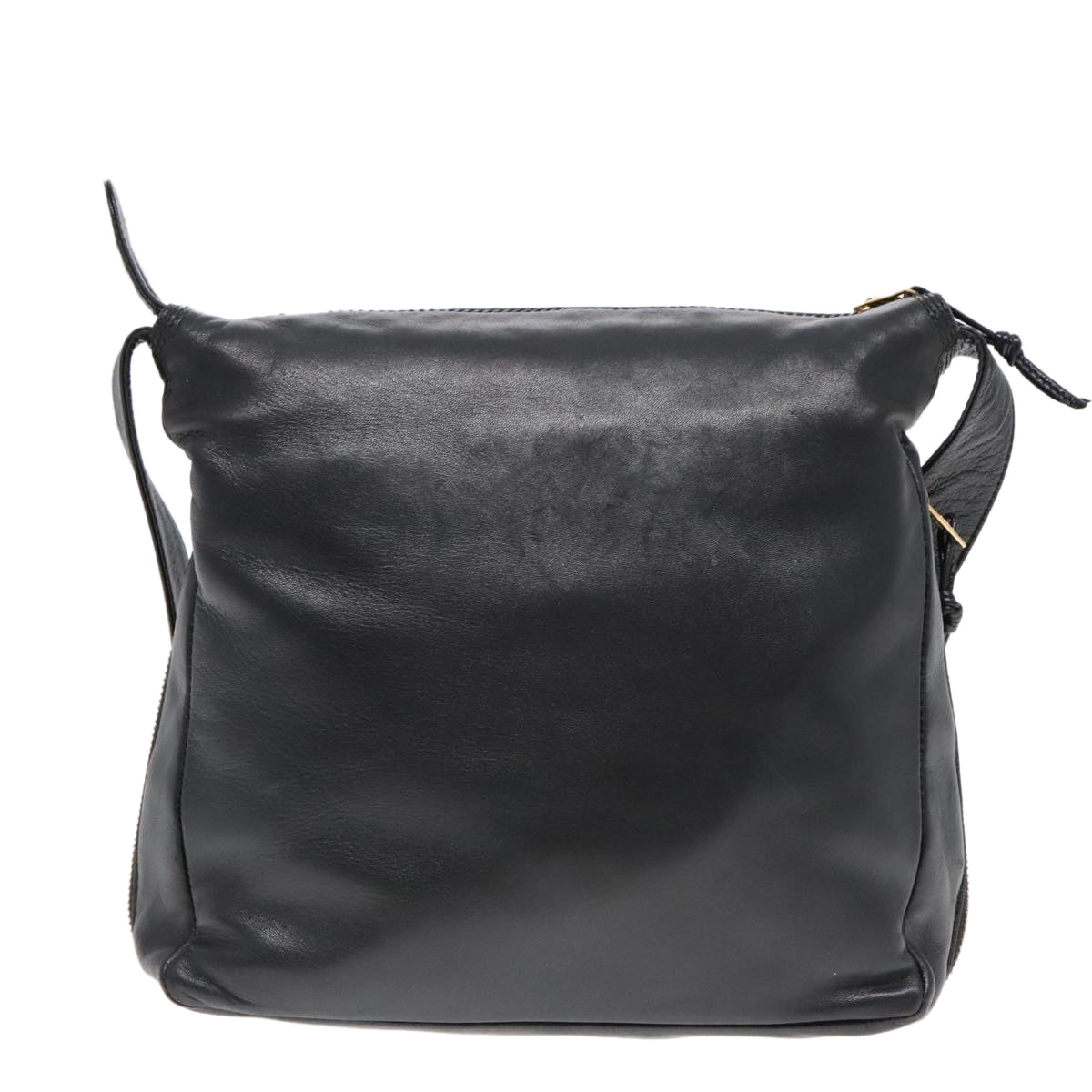 LOEWE Anagram Shoulder Bag Leather Black Auth 93483