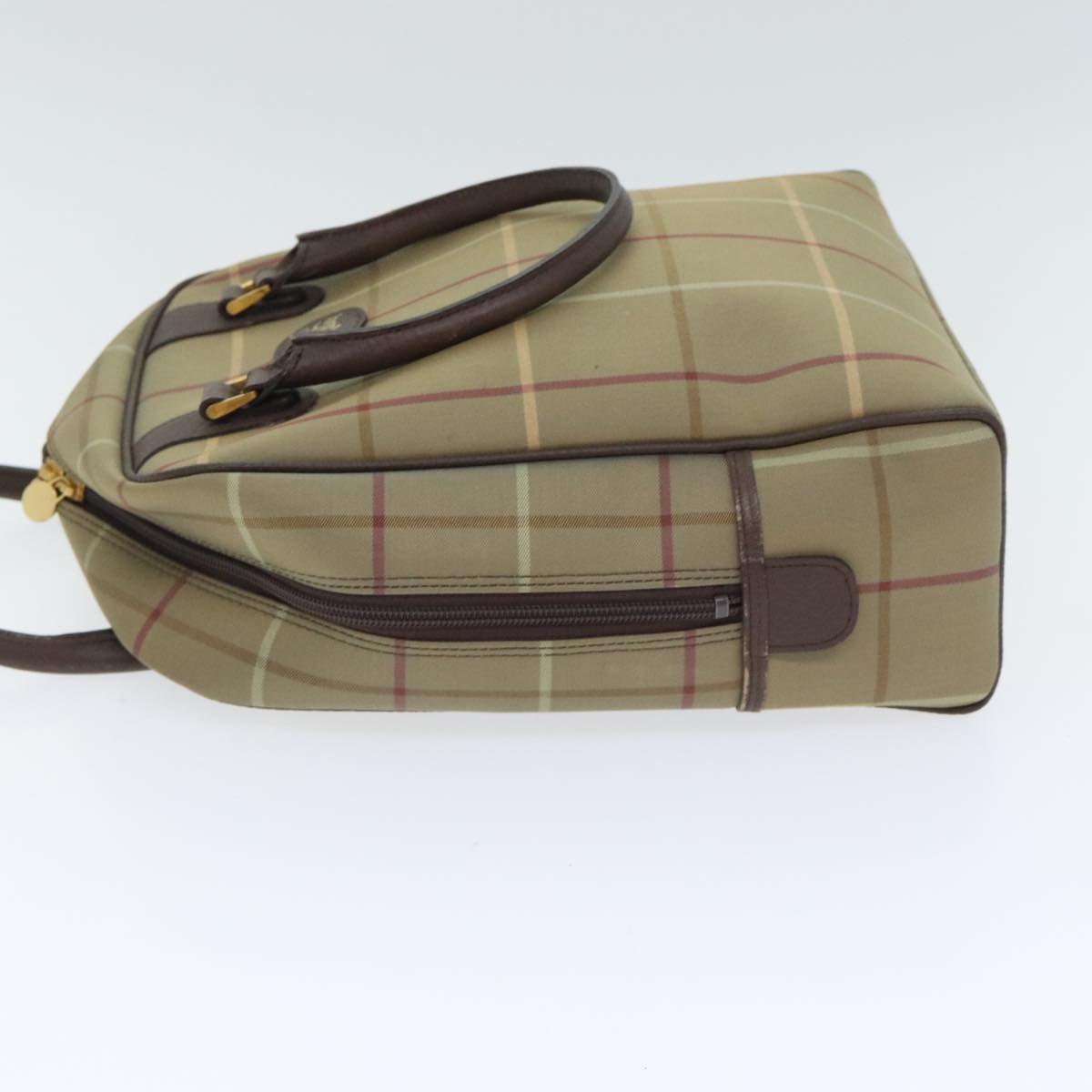 Burberrys Nova Check Hand Bag Canvas Beige Gold Auth 93484