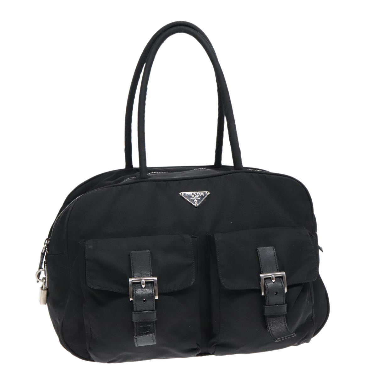 PRADA Hand Bag Nylon Black Auth 93487