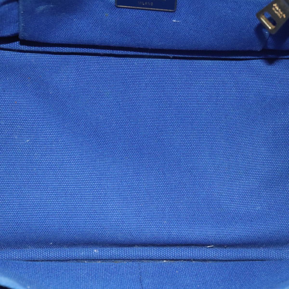 PRADA Canapa PM Hand Bag Canvas Blue Gold Auth 93499