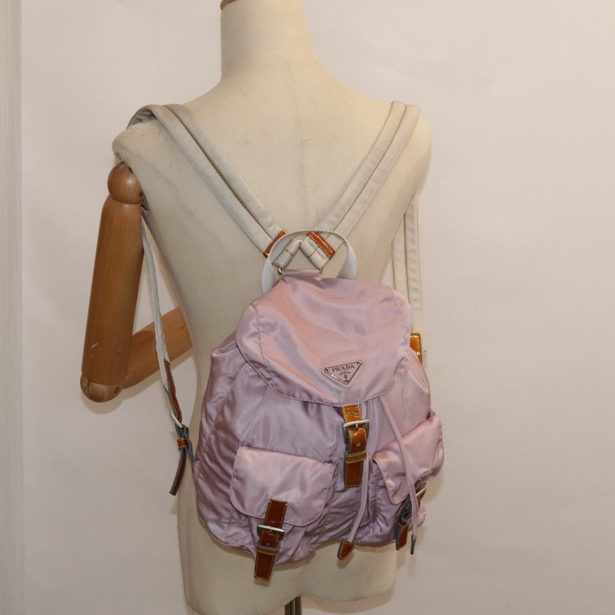 PRADA Backpack Nylon Pink Auth 93501