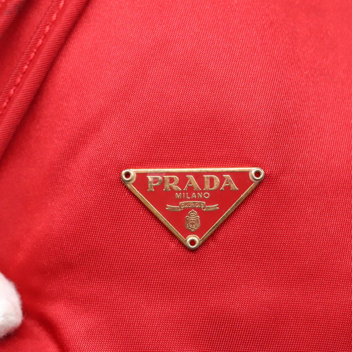 PRADA Pouch Nylon Red Auth 93502