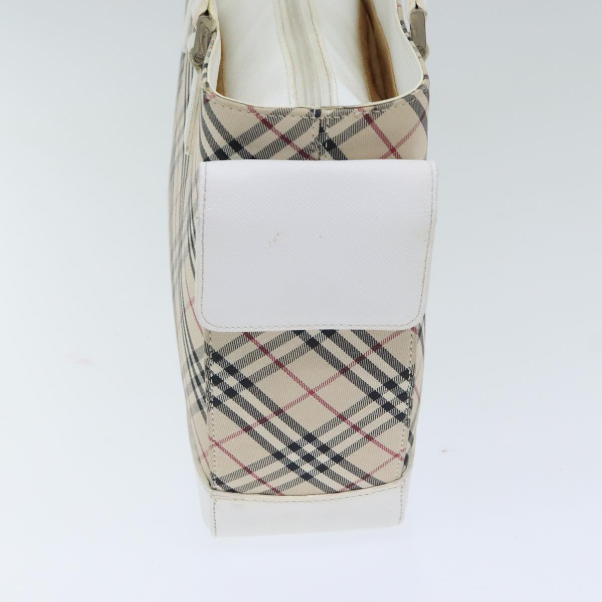 BURBERRY Nova Check Tote Bag Canvas Beige Silver Auth 93524