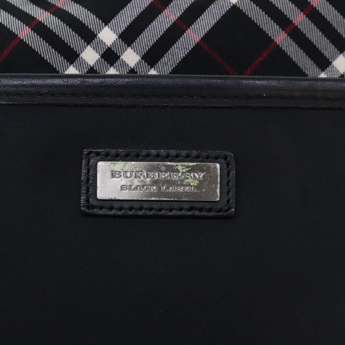 BURBERRY Nova Check Black label Shoulder Bag Nylon Black Auth 93533