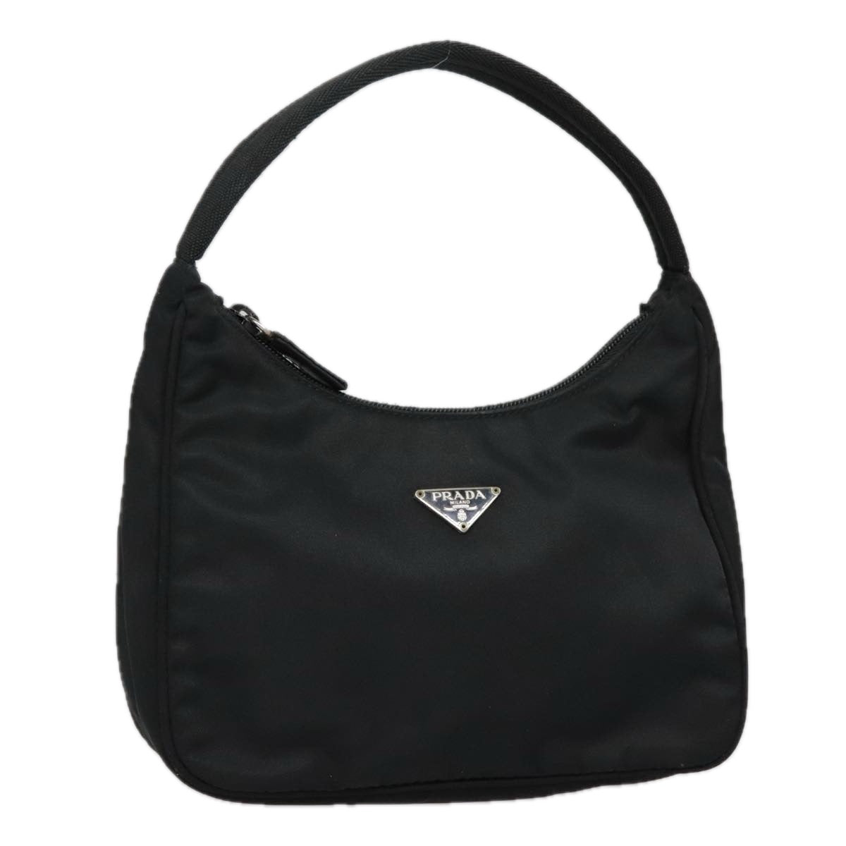 PRADA Mini Hand Bag Nylon Black Silver Auth 93539