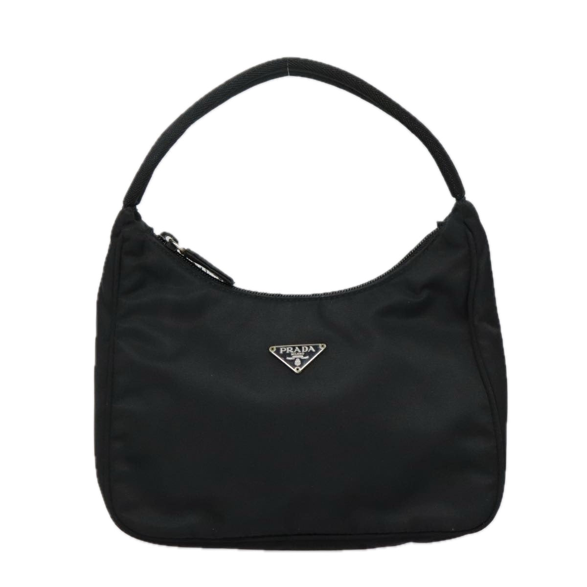 PRADA Mini Hand Bag Nylon Black Silver Auth 93539