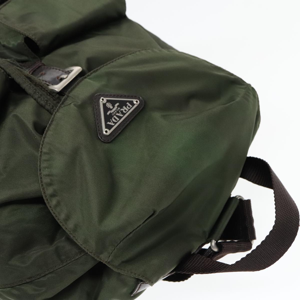 PRADA Backpack Nylon Green Auth 93542