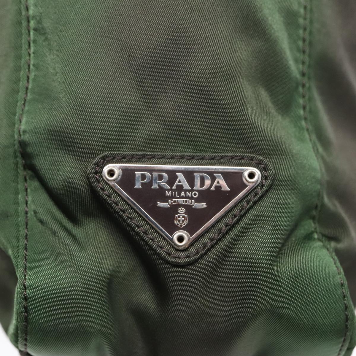 PRADA Hand Bag Nylon Green Auth 93548