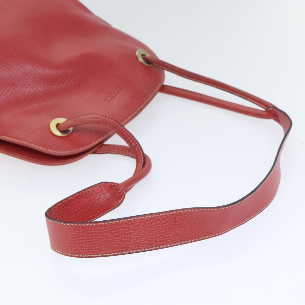 LOEWE Shoulder Bag Leather Red Gold Auth 93551