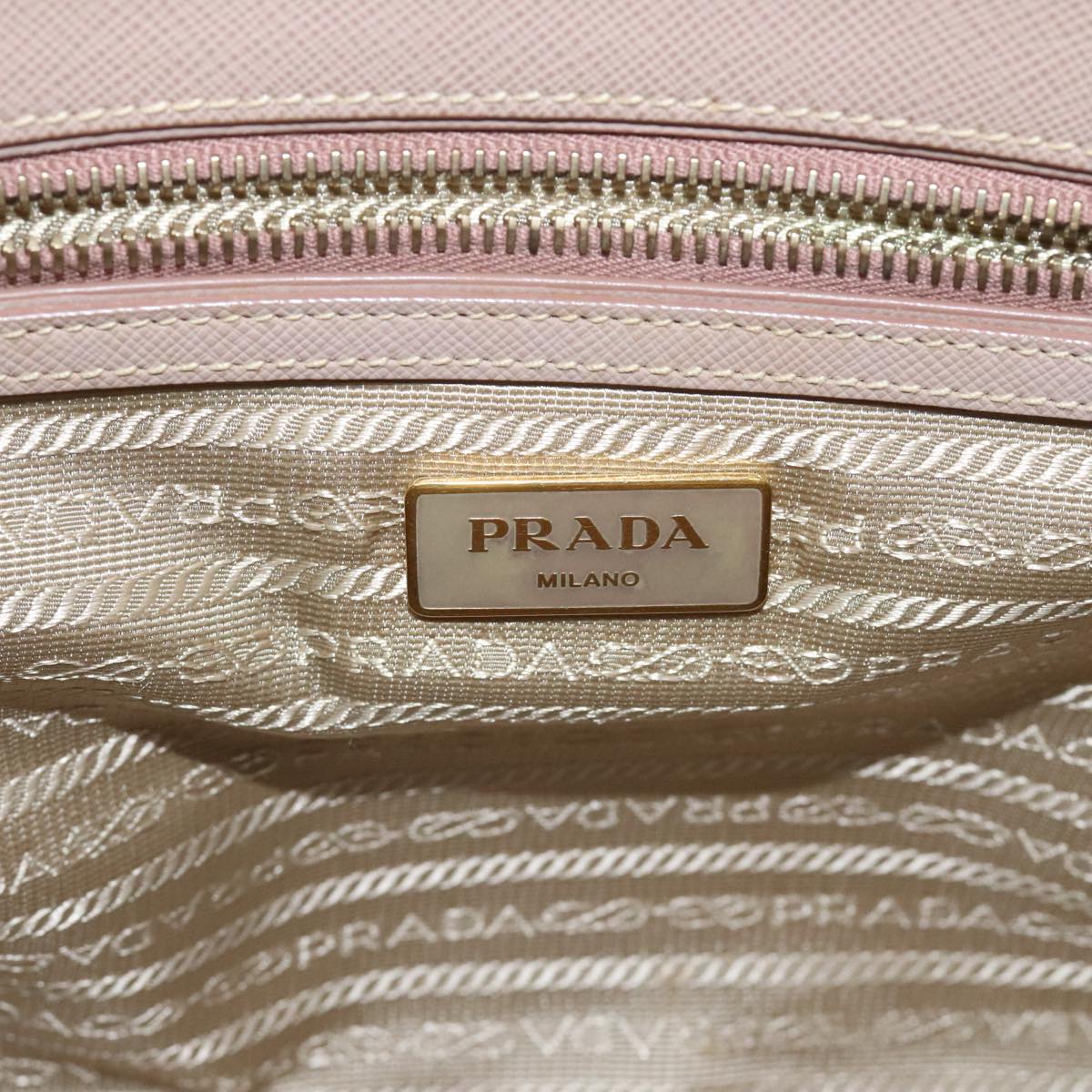 PRADA Galleria Hand Bag Safiano leather 2way Pink Gold Auth 93578