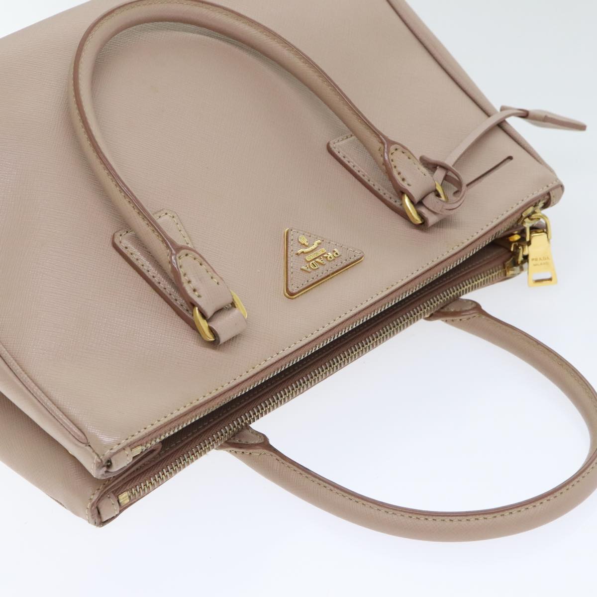 PRADA Galleria Hand Bag Safiano leather 2way Pink Gold Auth 93578