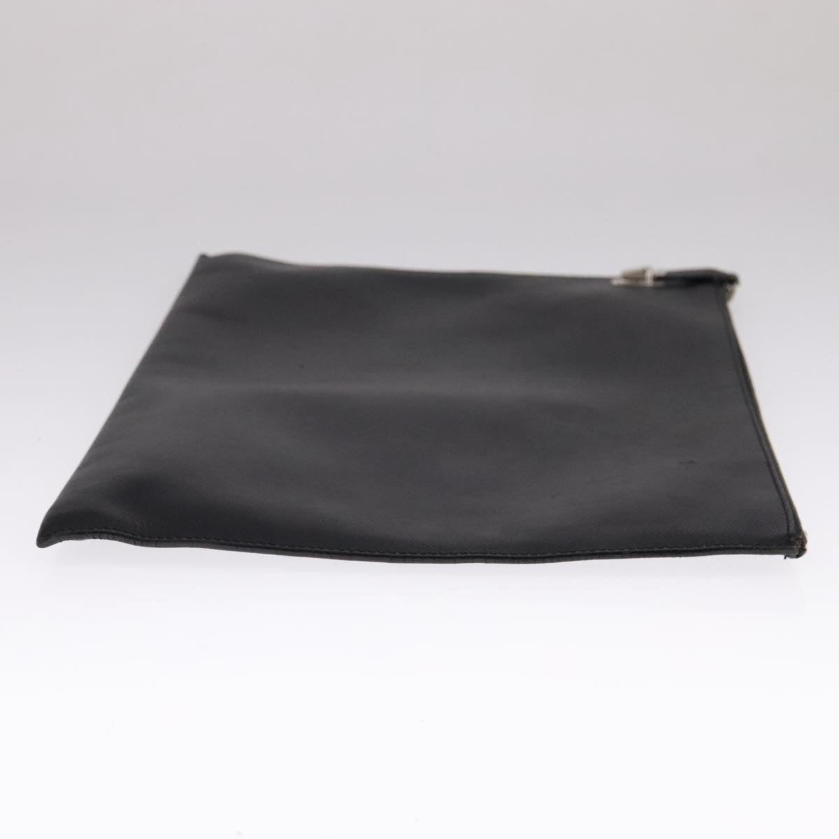 PRADA Clutch Bag Leather Black Auth 93630