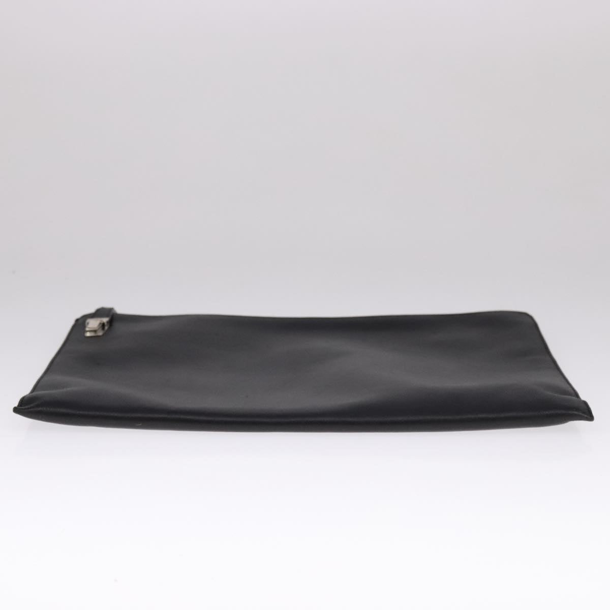 PRADA Clutch Bag Leather Black Auth 93630