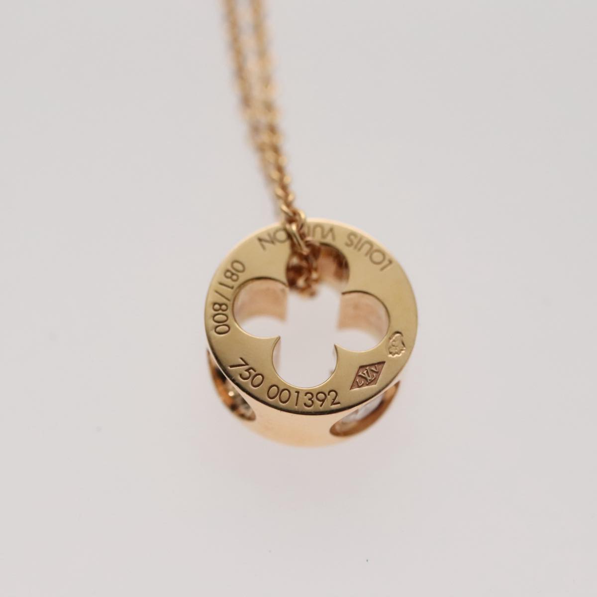 LOUIS VUITTON Pandantif 1P Diamond Necklace Diamond 6.1K Only 800 LV Auth 93646S