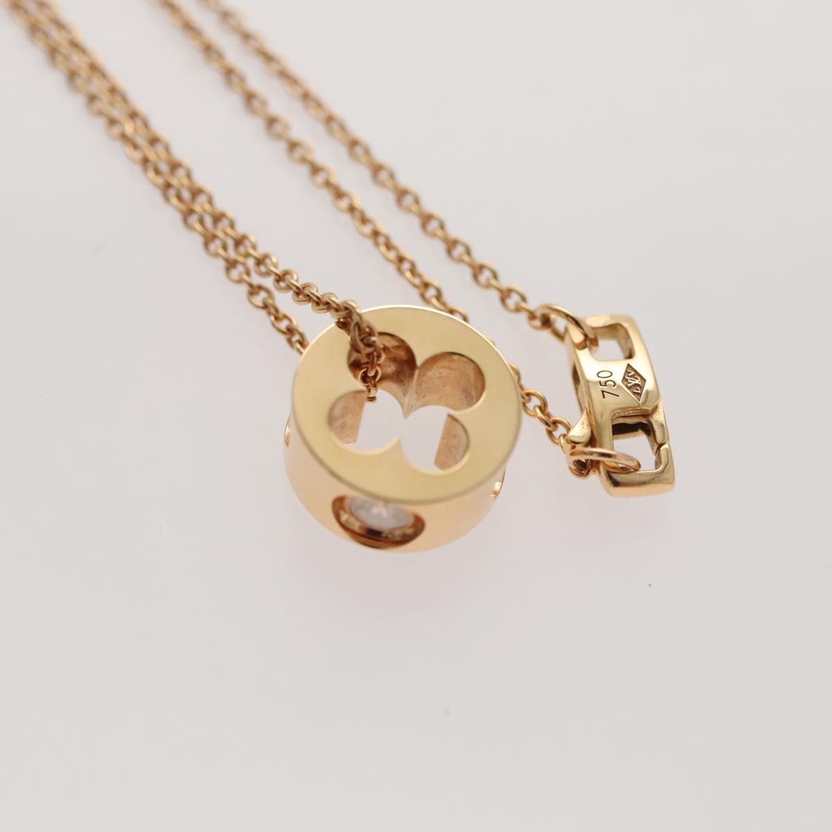 LOUIS VUITTON Pandantif 1P Diamond Necklace Diamond 6.1K Only 800 LV Auth 93646S