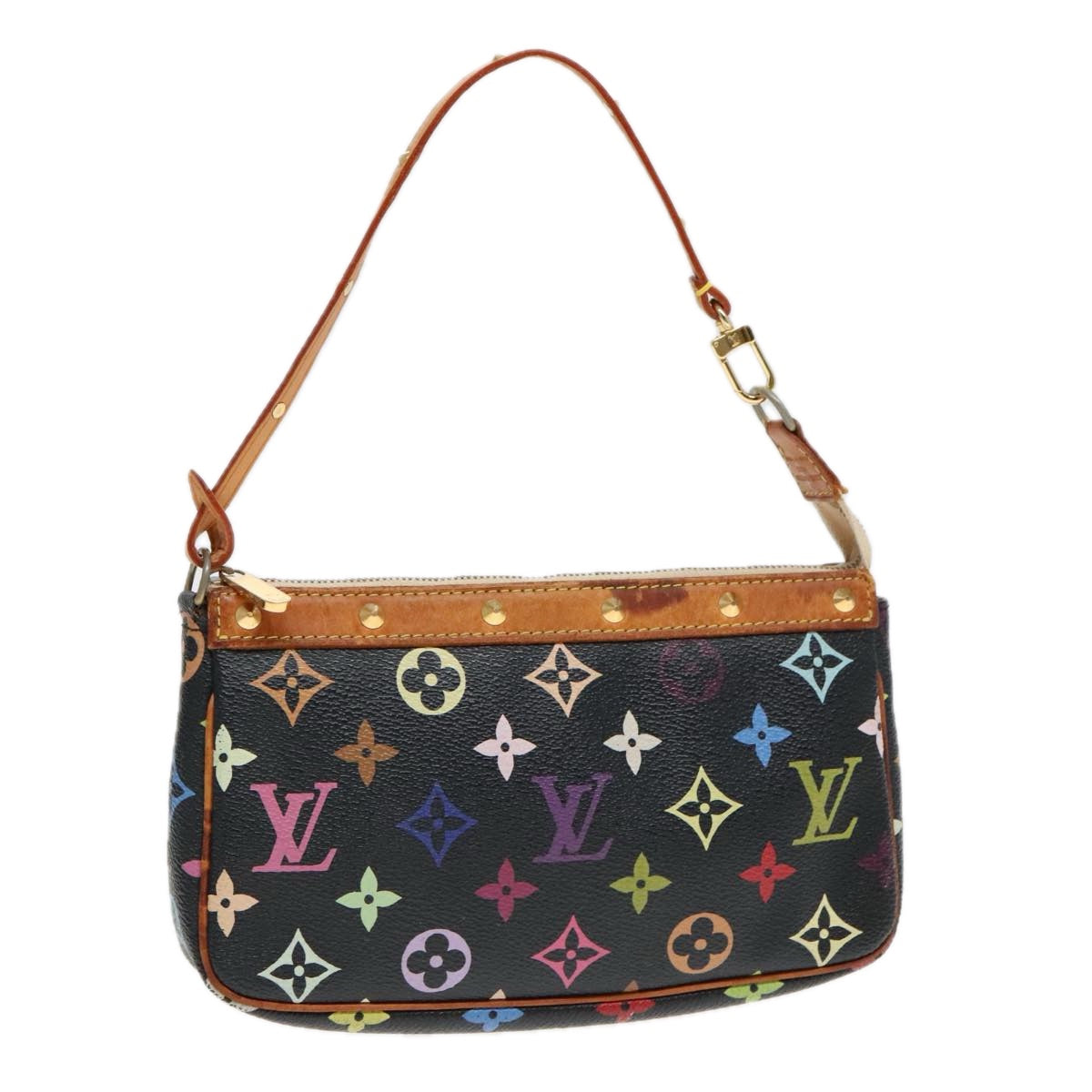 LOUIS VUITTON Monogram Multicolor Pochette Pouch Black M92648 LV Auth 93660