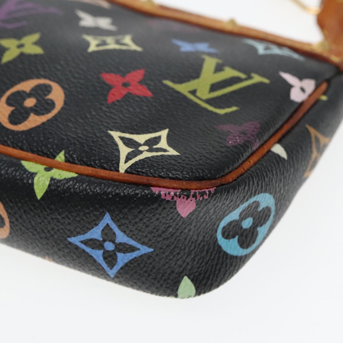 LOUIS VUITTON Monogram Multicolor Pochette Pouch Black M92648 LV Auth 93660