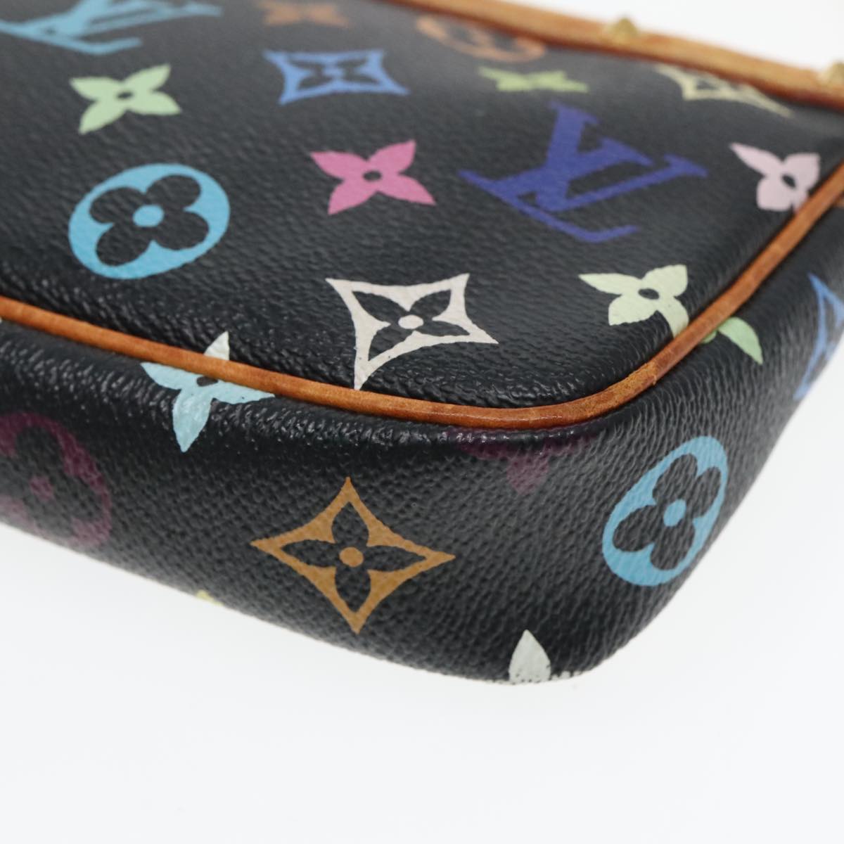 LOUIS VUITTON Monogram Multicolor Pochette Pouch Black M92648 LV Auth 93660